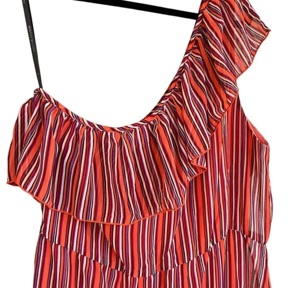 BISOU BISOU Women's Red Multistripe Off The Shoulder Dress Size 16 - Picture 7 of 8